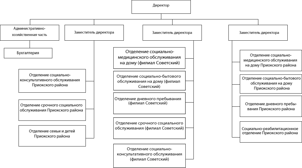 Структура ГБУ &laquo;Комплексный центр социального обслуживания населения &laquo;Мыза&raquo; Приокского&nbsp;района города Нижнего Новгорода&raquo;